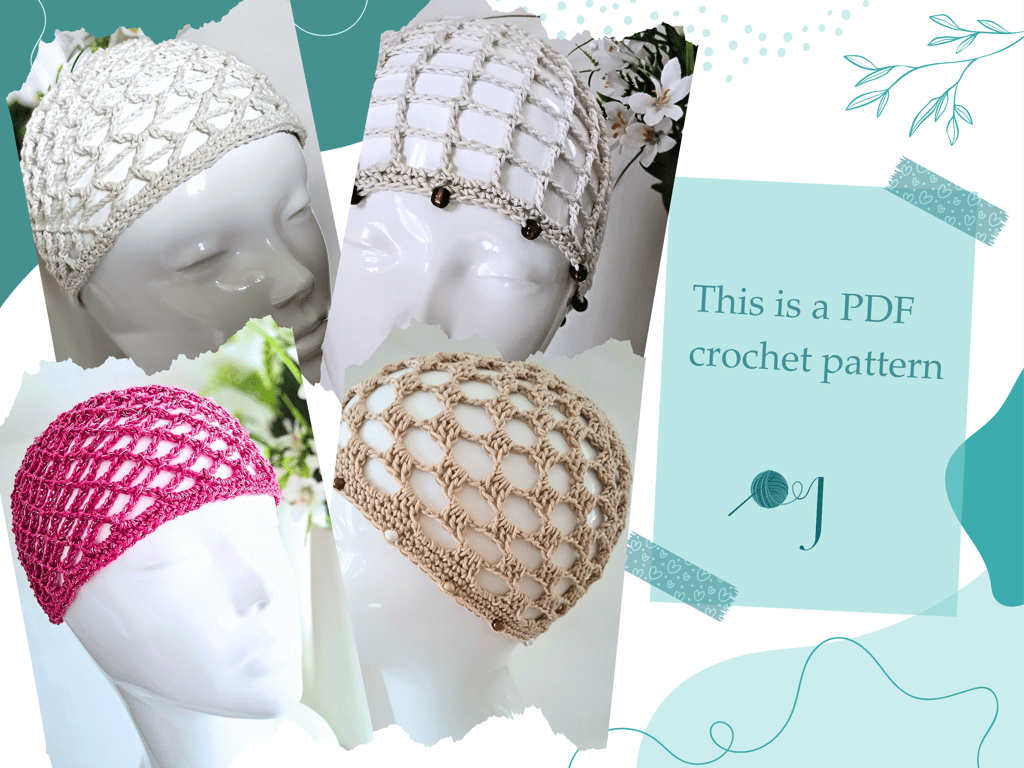 PDF Crochet Pattern Collection: 4 Boho Chic Skull Cap Designs