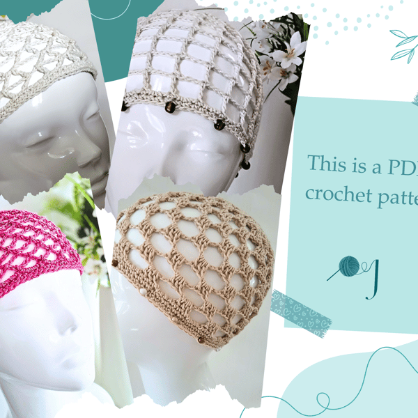 PDF Crochet Pattern Collection: 4 Boho Chic Skull Cap Designs