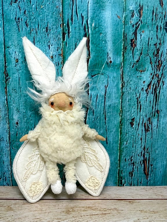 Spun Cotton Winter Moth Art Doll Cream