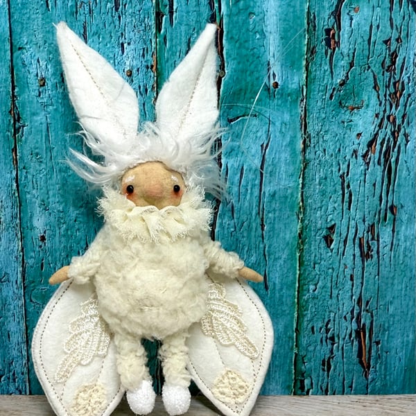 Spun Cotton Winter Moth Art Doll Cream