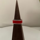 Vibrant and colourful red beaded ring