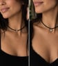Delicate Black Beaded Necklace with Star or Crystal Pendant. - Image 1