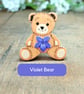 Violet Bear Pin, Handmade Tiny Teddy Brooch, February Birth Flower Badge - Image 9
