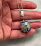 turquoise blue browns yellows pinks lampwork glass beaded pendant necklace - Image 8