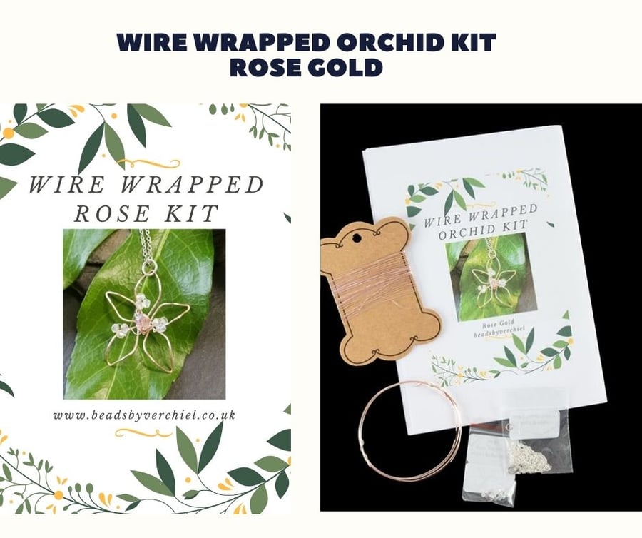 Wire Wrapped Orchid Kit Rose Gold - Jewellery Making 