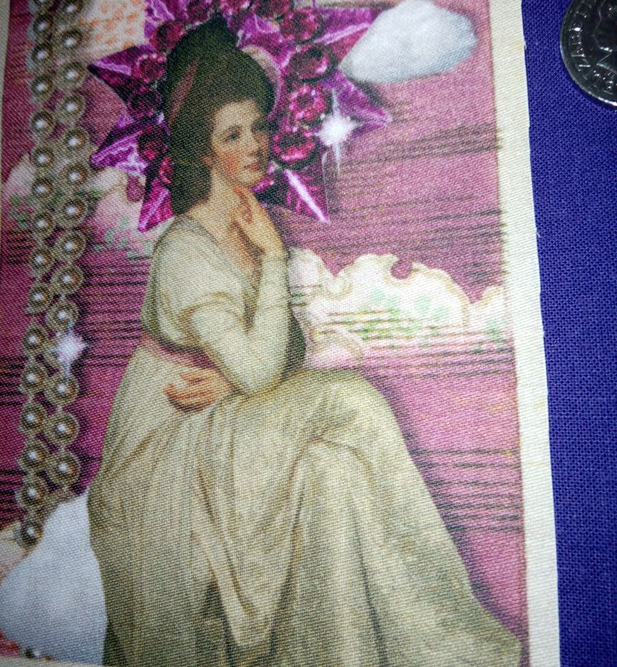 Fabric panel pink cloud lady iron on sew on