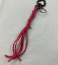 Pink Suede Keyring Bag Charm w Gunmetal coloured Heart-shaped Carabiner clasp - Image 2