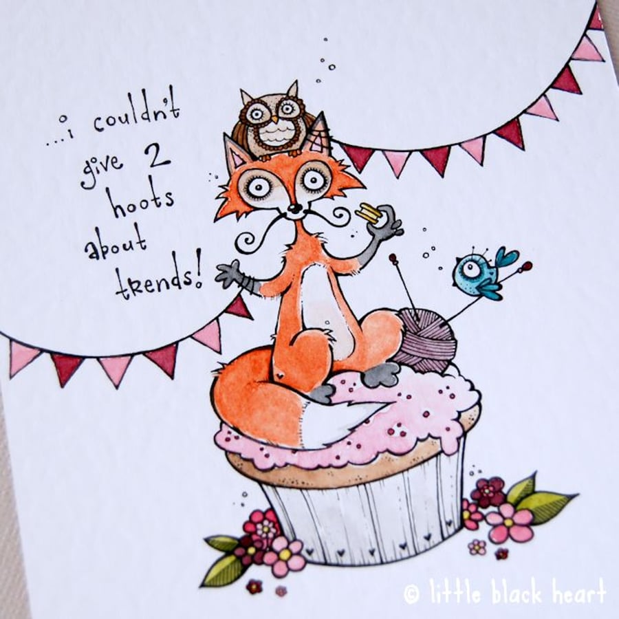 trendy fox - original illustration (A6)