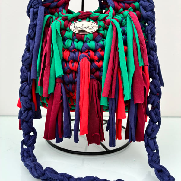 Handmade crochet tassel bag