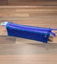 Pencil case - blue, purple, green mix, purple zip, purple charm - Image 2