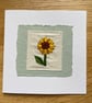 Hand embroidered sunflower keepsake card