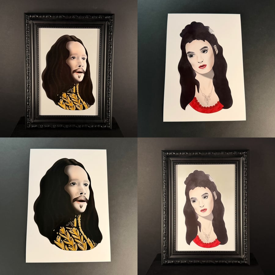 'Prince Vlad & Mina' Bram Stokers Dracula Set of 2 A5 Art Prints 