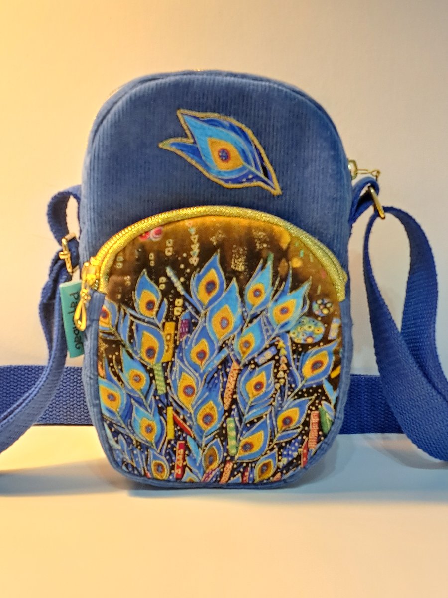 Mini phone bag,Peacock feathers
