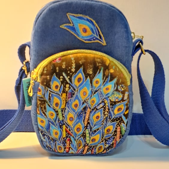 Mini phone bag,Peacock feathers