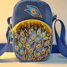 Mini phone bag,Peacock feathers