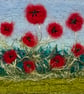 Wool & textile needle felted picture, 4"x4" framed, Poppies (2) - Image 3