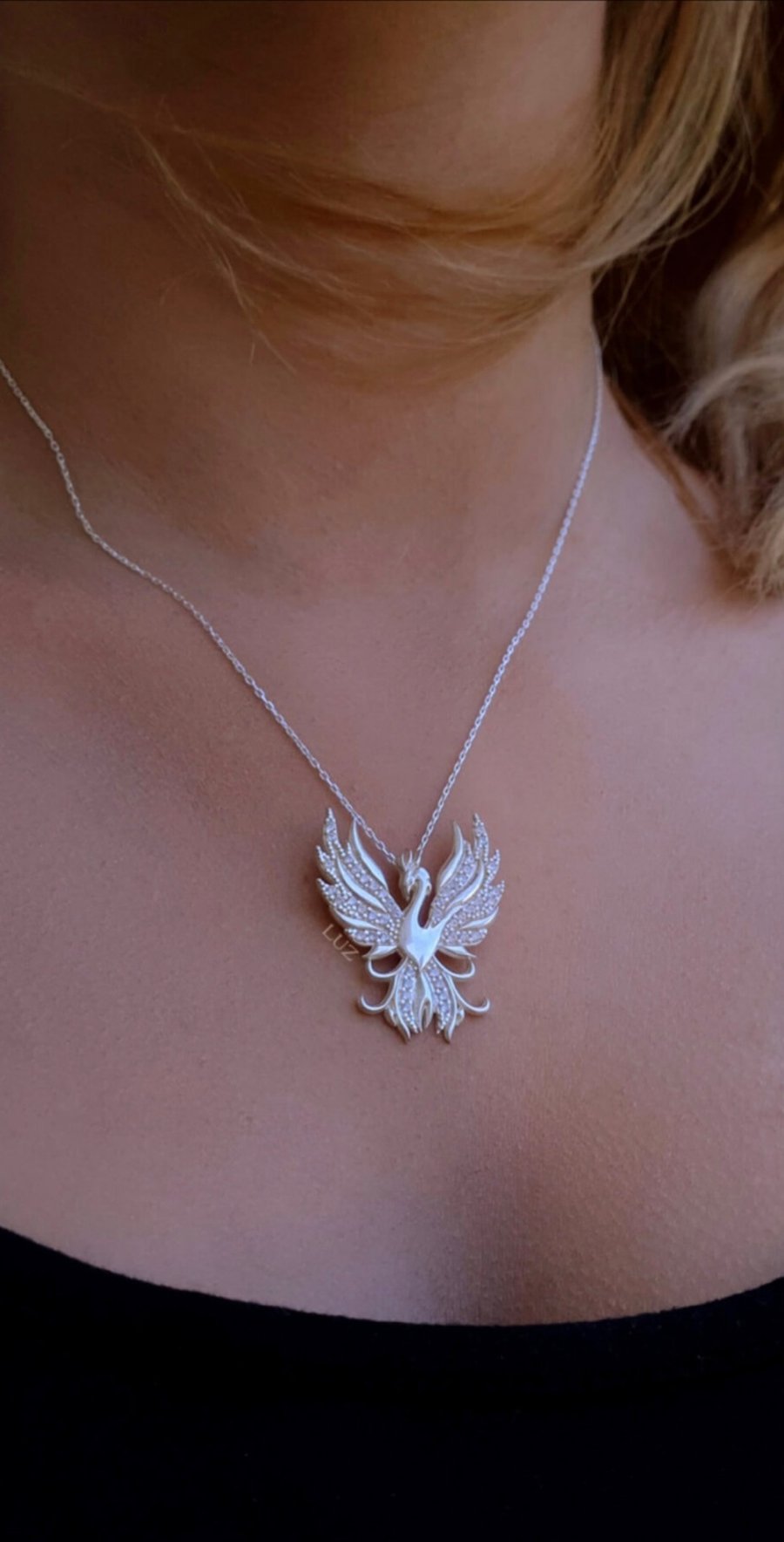Beautifully designed and created 925 sterling silver Phoenix pendant necklace 