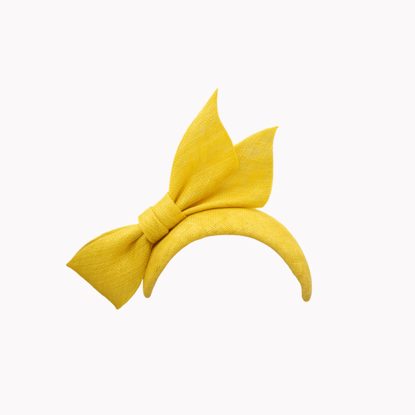 Yellow Hat for Weddings, Races, Garden Party Events - Sinamay Fascinator Hat 