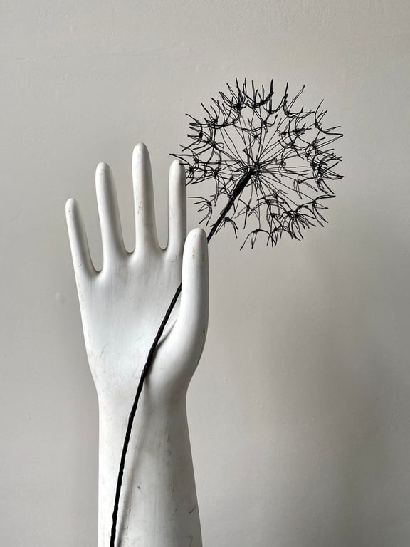 Handmade wire flower-Allium seed head-Everlasting contemporary flower-Home gift-