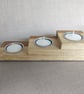 Triple Upcycled Wooden Tealight Holder Reclaimed Wood Candle Gift - Image 5