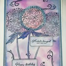 Snowflake dandelion clock sparkling winter birthday card