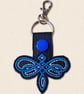 Celtic Dragonfly Keyring - Embroidered Faux Leather Bag Charm - Image 3