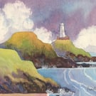 Mumbles Lighthouse, Original watercolour, in 14 x 11'' Mount