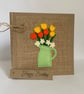 Birthday Card. Yellow and orange flowers. Wool felt. Handmade Card. - Image 2