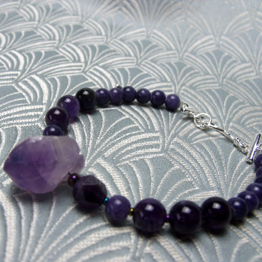 Amethyst Bracelet, Purple Gemstone Bracelet, Amethyst Handmade Bracelet  BB07