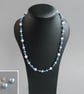 Blue Beaded Necklace - Mid Blue Pearl and Crystal Jewellery - Navy Wedding Gifts - Image 4