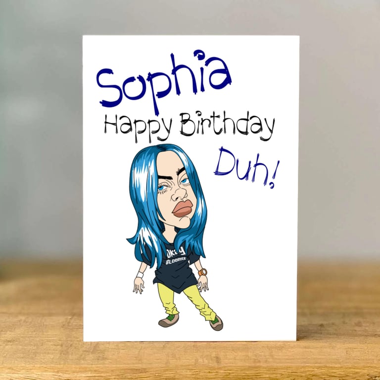 Personalised Eilish Inspired Birthday Card, dad, mum, sister, brother, son,