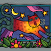 087 - Colourful Cats Series - Leaping Night Cat - Cross Stitch Pattern