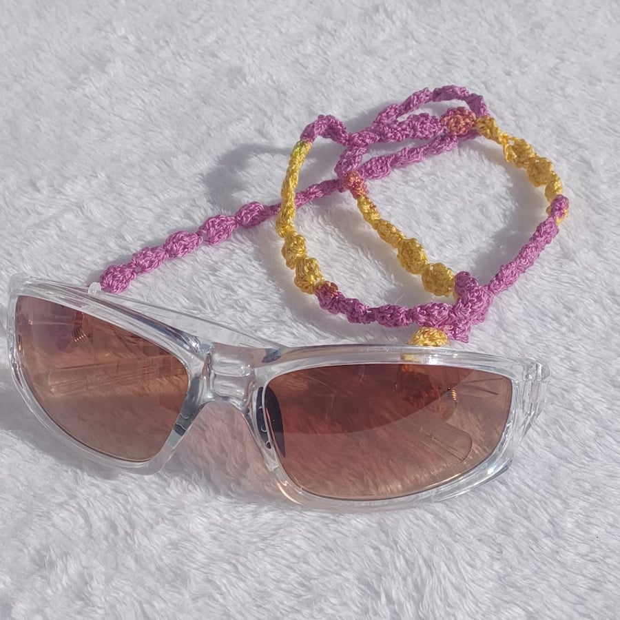 Sunglasses chain, purple yellow cotton reading glasses chain, sunglass cord