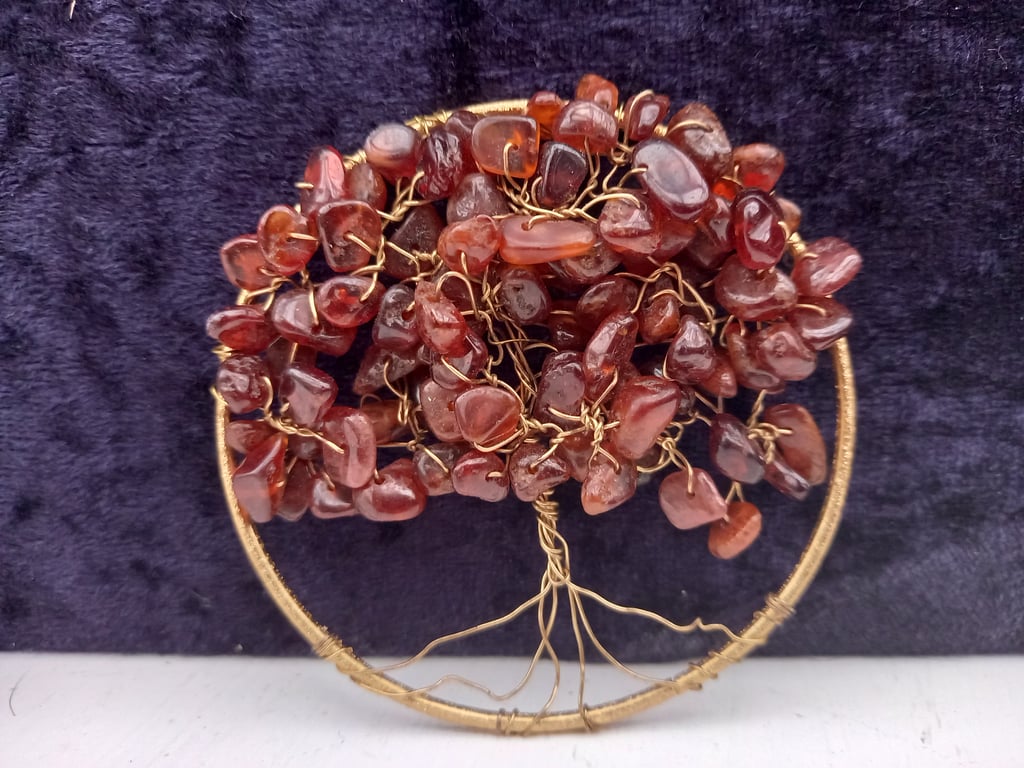   Garnet tree of life bangle hanger 