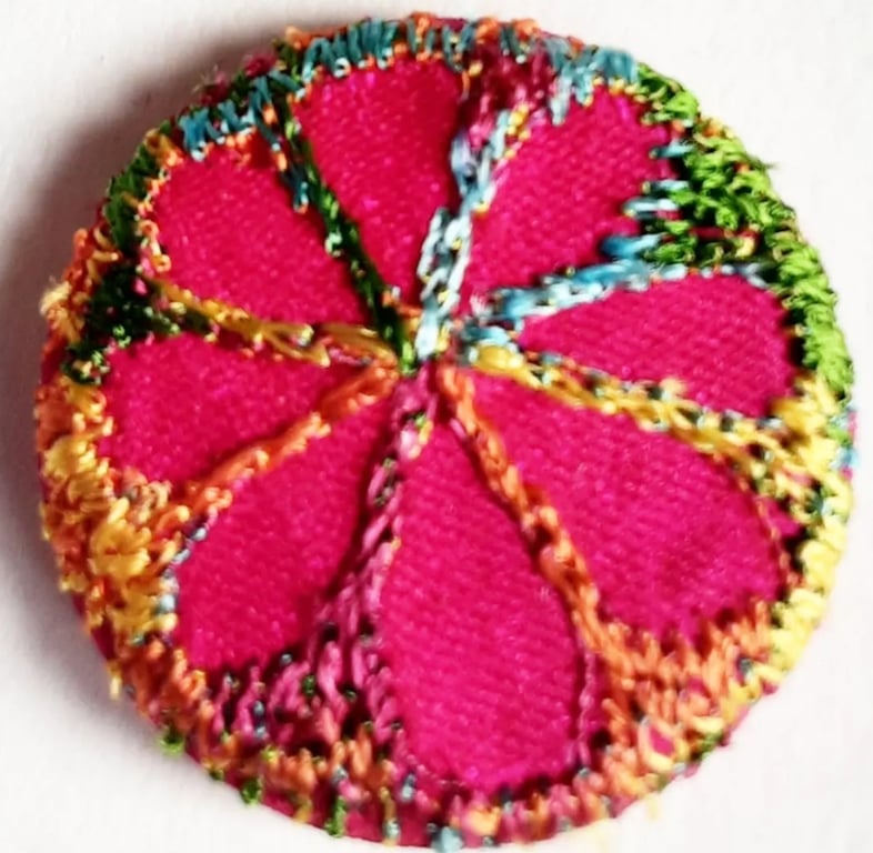 Buttons 1 inch button Hand Dyed Silks and Cottons Free Machine Embroidery Button