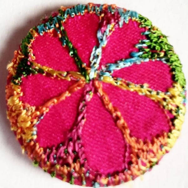 Buttons 1 inch button Hand Dyed Silks and Cottons Free Machine Embroidery Button