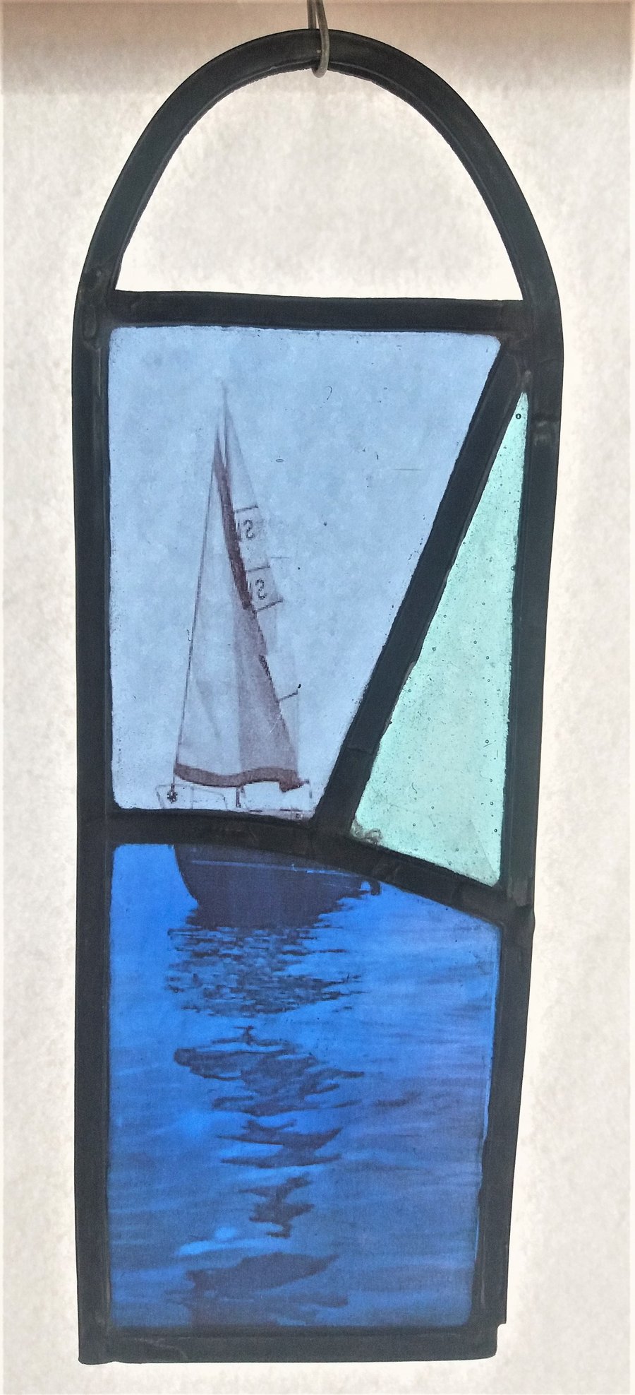 Contemporary stained glass - Sail Boat on the Estuary 
