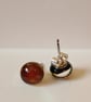 Sparkly golden fused glass stud earrings - Image 3
