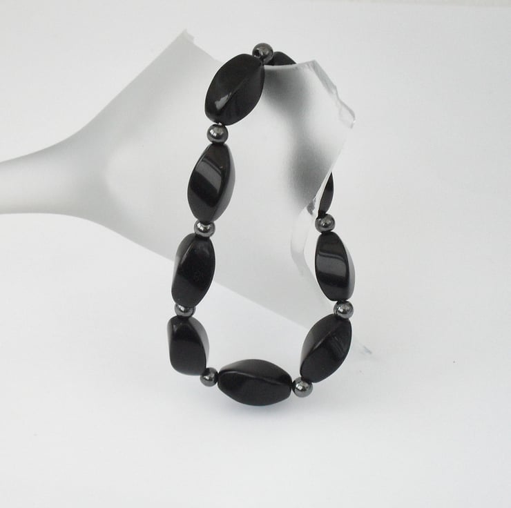 Black onyx stretchy bracelet Folksy