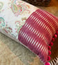Long linen feature cushion with pompom trim - Image 6