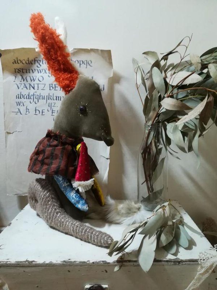 Primitive textile art Hare, sculpture, textile art, vintage style, home decor