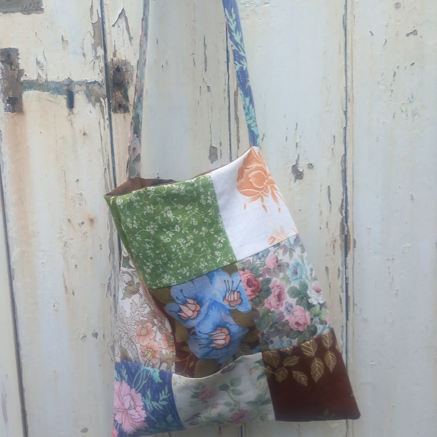 Patchwork long handled bag