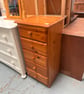 Honey Pine 5 Drawer Chest, Rustic Narrow Wooden Chest of Drawers, Small Bedroom 