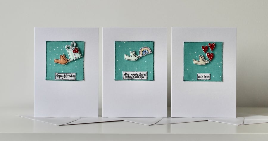 Three Birdie Handmade Cards - Collection 1