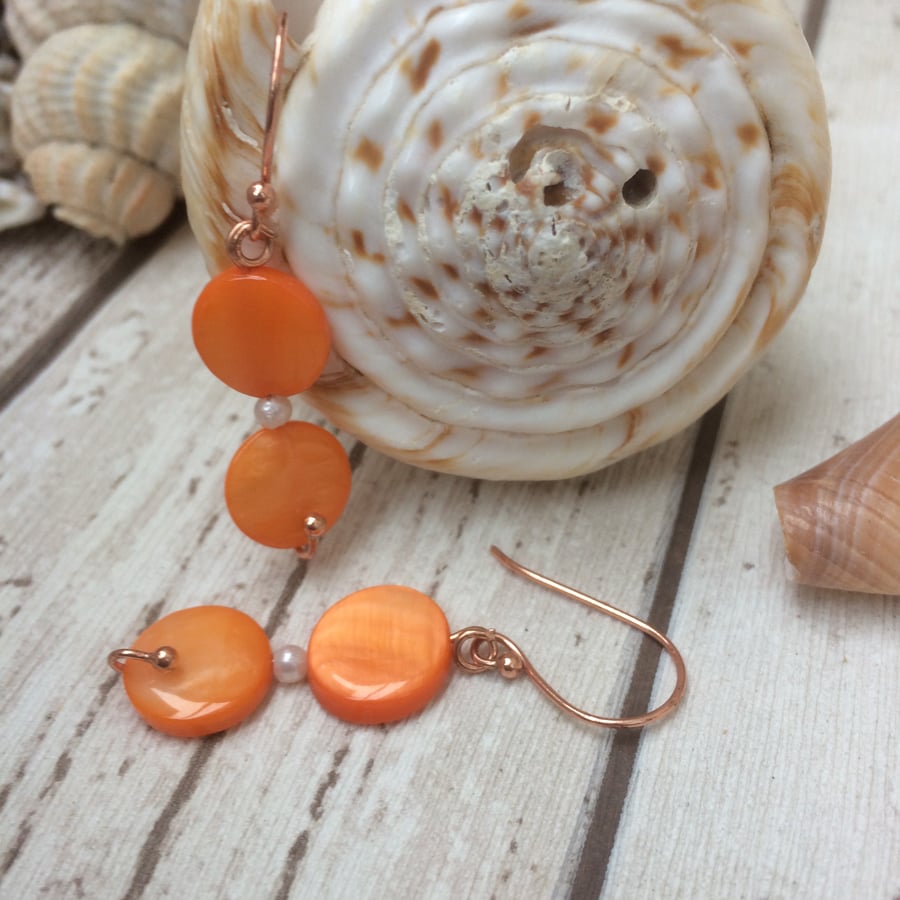 Orange Shell Earrings 