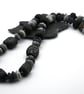 black lampwork glass beaded necklace with jasper - Image 2