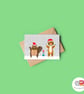 Cute Animal Christmas Card, A6 Christmas Card, Cute Animal Christmas Card