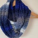 Blue Crochet Infinity Scarf - Handmade - Sparkly Scarves - Magical Gifts for Mum
