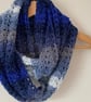 Blue Crochet Infinity Scarf - Handmade - Sparkly Scarves - Magical Gifts for Mum