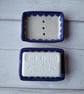 Blue scolloped soap dish